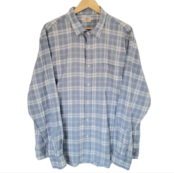 Faherty Ventura Light Blue Plaid Sport Shirt Cotton Stretch Mens Button … - Picture 4 of 16